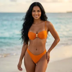 🧡 Bikini con adorno dorado — Naranja