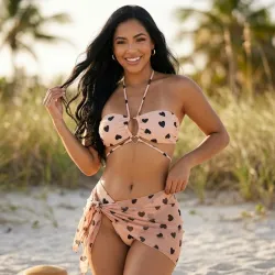 🤎 Bikini con pañoleta — Beige