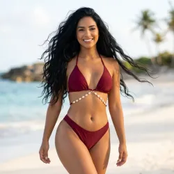 ❤️ Bikini con caracoles — Burdeos 