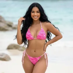🩷 Bikini con estampado de cebra — Rosado 