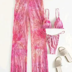 Bikini rosado con pantalón 