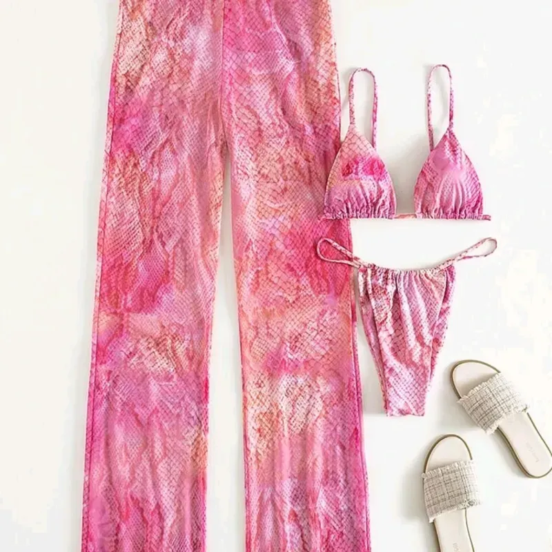 Bikini rosado con pantalón 