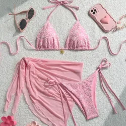 Bikini rosado con pareo