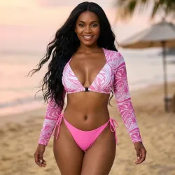 🩷 Bikini de mangas largas — Rosado 