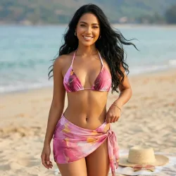 🩷 Bikini con falda — Rosado