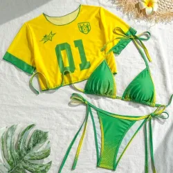 Bikini verde/amarillo con top