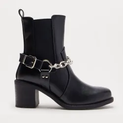 🖤 Botín con cadenas — Negro