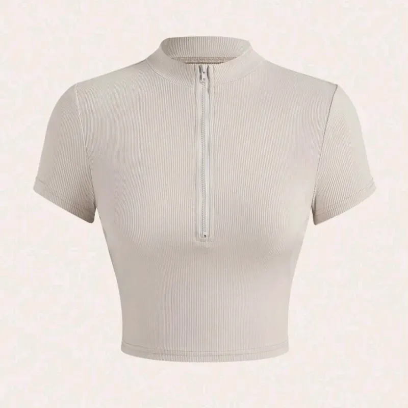 🤎 Camiseta con ziper — Albaricoque