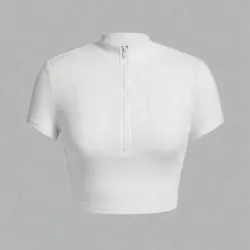 🤍 Camiseta con ziper — Blanco