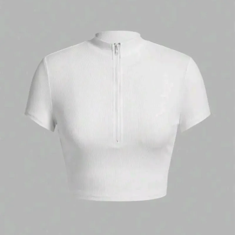 🤍 Camiseta con ziper — Blanco