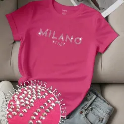 🩷 Camiseta con diseño de pedrería — Rosado
