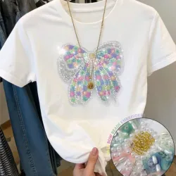 Camiseta con lazo blanco d pedreria