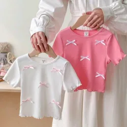 🤍🤍🩷🩷Camiseta d niña rosada y blanca
