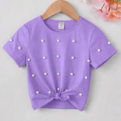 Camiseta malva d manga con perla