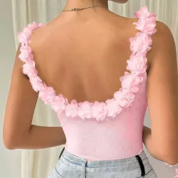 Camiseta rosa sin manga