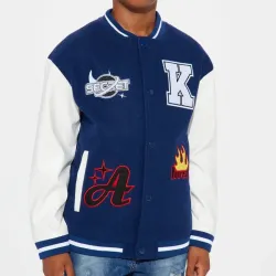 💙 Chaqueta con mangas de vinil — Azul/Blanco