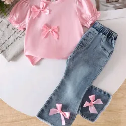 Conjunto d niña bebe top rosa