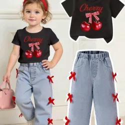 🖤🩶❤️Conjunto d pantalón d niña top negro