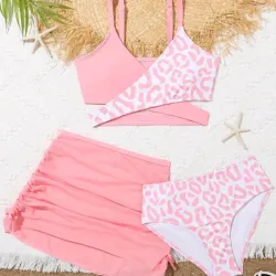 Conjunto de 3 piezas rosado/animal print