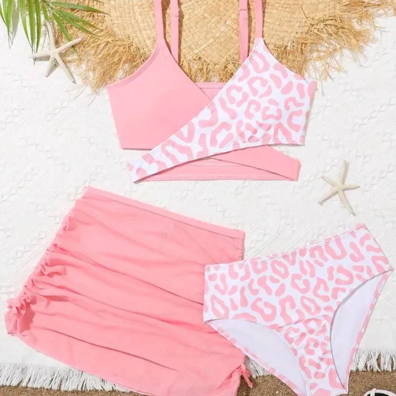 Conjunto de 3 piezas rosado/animal print