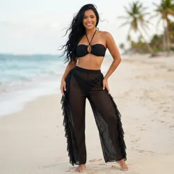🖤 Conjunto de bikini con pantalón — Negro