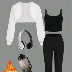 🖤🤍 Conjunto de blusa, licra y abrigo — Negro/ Blanco 