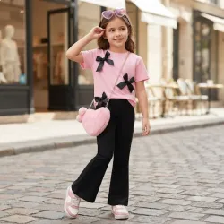 🩷🖤 Conjunto de blusa y licra — Negro/Rosado