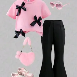 🩷🖤 Conjunto de blusa y licra — Negro/Rosado