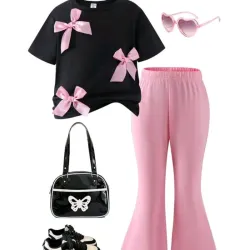 🖤🩷 Conjunto de blusa y licra — Negro/Rosado