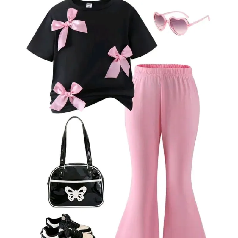 🖤🩷 Conjunto de blusa y licra — Negro/Rosado