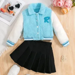 💙 Conjunto de chaqueta y falda — Azul/Negro