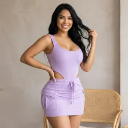 💜 Conjunto de falda corta y body — Malva
