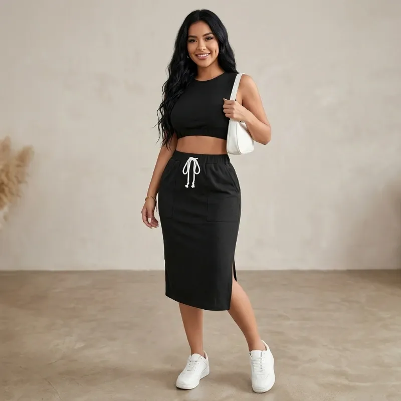 🖤 Conjunto de falda y top — Negro