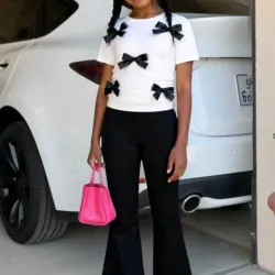 🖤 Conjunto de licra y blusa — Negro/ Blanco