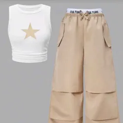 🤎 Conjunto de pantalón y top — Beige
