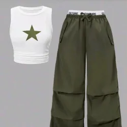 💚 Conjunto de pantalón y top — Verde