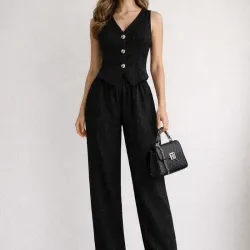 🖤 Conjunto de pantaloneta y chaleco — Negro