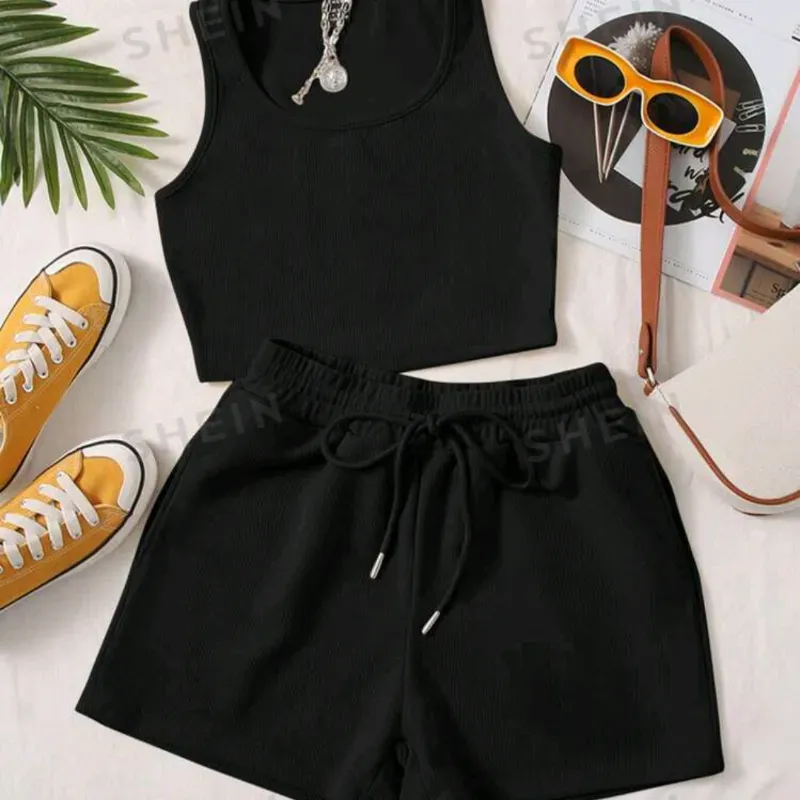 🖤 Conjunto de short y camiseta — Negro