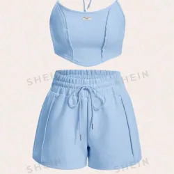 💙 Conjunto de short y top halter — Azul