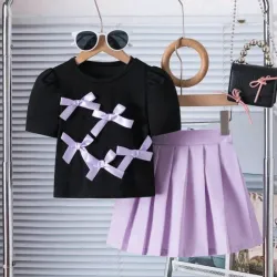 Conjunto falda y pulover malva