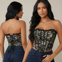 🖤 Corsé de encaje — Negro