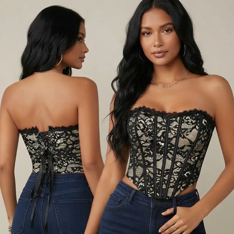 🖤 Corsé de encaje — Negro