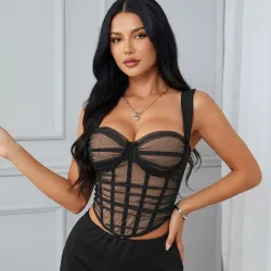 🖤🤎 Corsé de tul — Negro/Beige