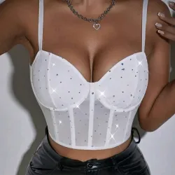 Corset blanco diamante