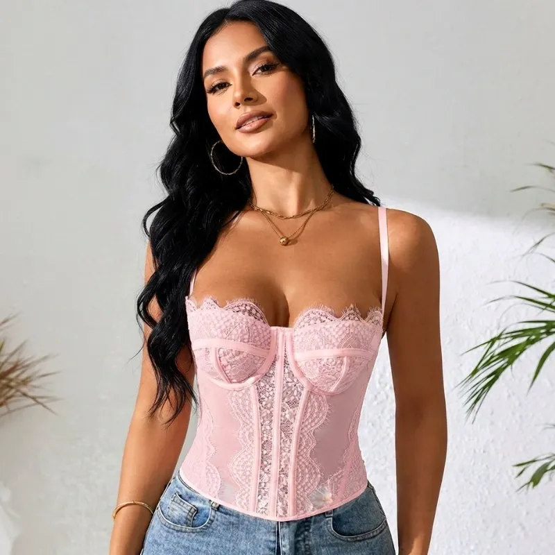 🩷 Corset de encaje — Rosado