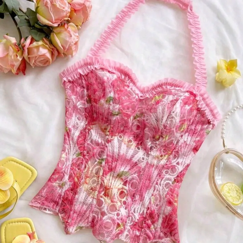 Corset halter de encaje