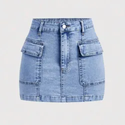 🩵 Falda cargo de mezclilla — Azul