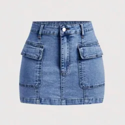 💙 Falda cargo de mezclilla — Azul