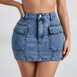 💙 Falda cargo de mezclilla — Azul
