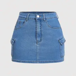 💙 Falda cargo de mezclilla — Azul